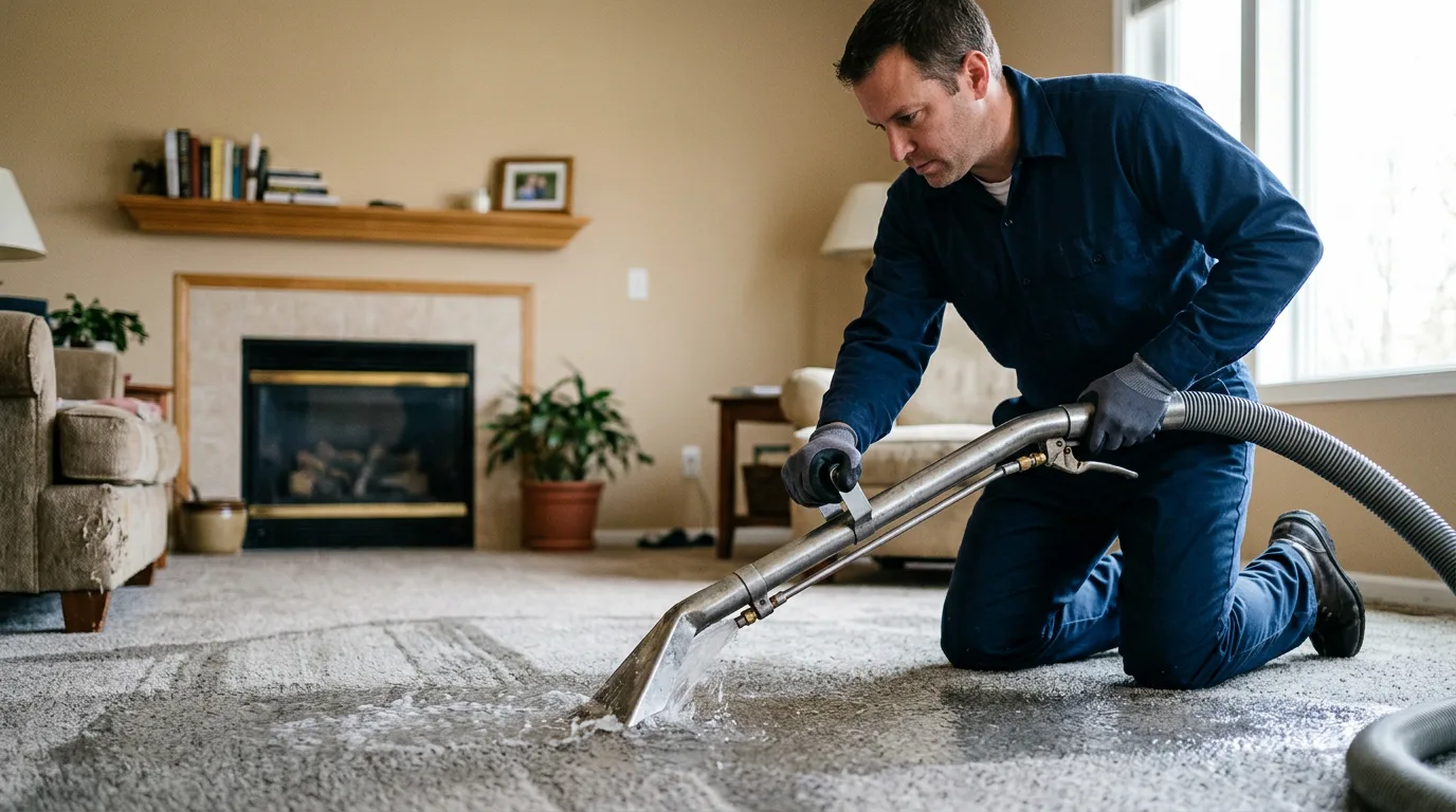 Water damage restoration technician working near Baltic, OH